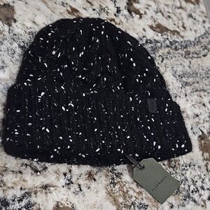 All Saints Nep Yarn Black and White Speckled Beanie Winter Hat